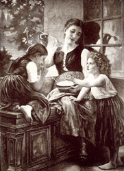 Vintage prints of mothers with babies, families, etc.