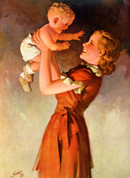 Vintage prints of mothers with babies, families, etc.