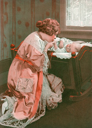 Vintage prints of mothers with babies, families, etc.