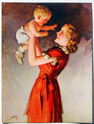 Vintage prints of mothers with babies, families, etc.