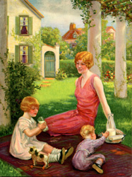 Vintage prints of mothers with babies, families, etc.