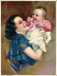 Vintage prints of mothers with babies, families, etc.