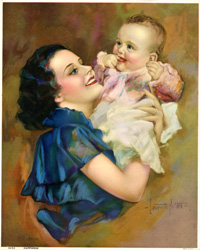 Vintage prints of mothers with babies, families, etc.