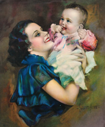 Vintage prints of mothers with babies, families, etc.