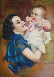 Vintage prints of mothers with babies, families, etc.