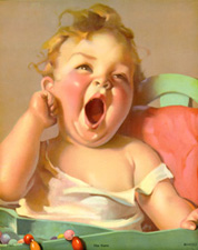 Vintage calendar art of babies, infants, etc.