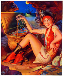 Original vintage calendar / poster art print from the 1920s-1940s