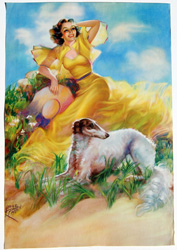 Original vintage calendar / poster art print from the 1920s-1940s