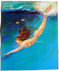 Original vintage calendar / poster art print from the 1920s-1940s