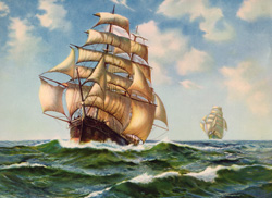Vintage prints of sailing, ships, boat, marine views