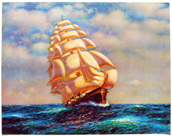 Vintage prints of sailing, ships, boat, marine views
