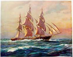 Vintage prints of sailing, ships, boat, marine views