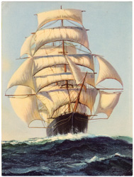 Vintage prints of sailing, ships, boat, marine views