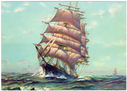 Vintage prints of sailing, ships, boat, marine views