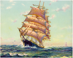 Vintage prints of sailing, ships, boat, marine views
